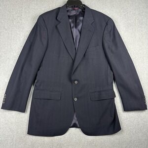 Jos A Bank Executive Suit Jacket Mens 44R Blue Pinstripe 2 Button Notch Lapel